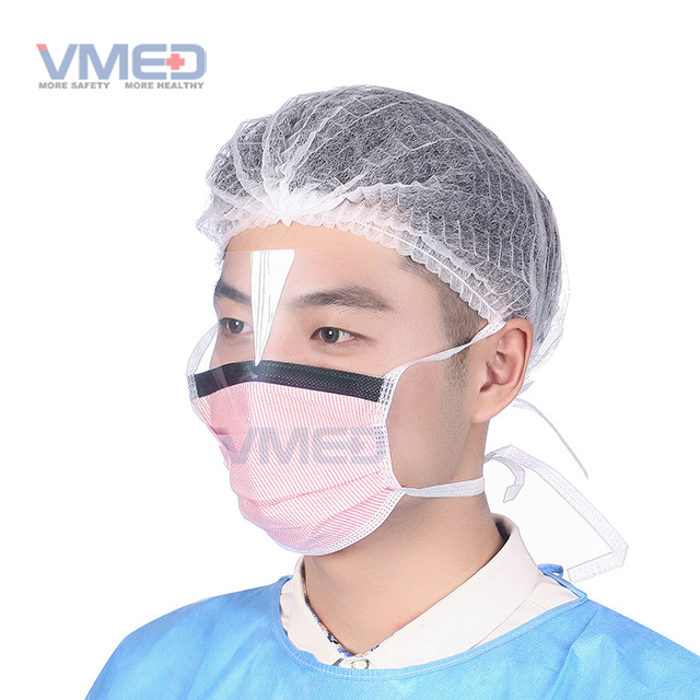 Masque facial rose non tissé jetable de SPP avec la protection oculaire en plastique anti-buée